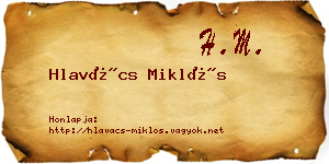Hlavács Miklós névjegykártya